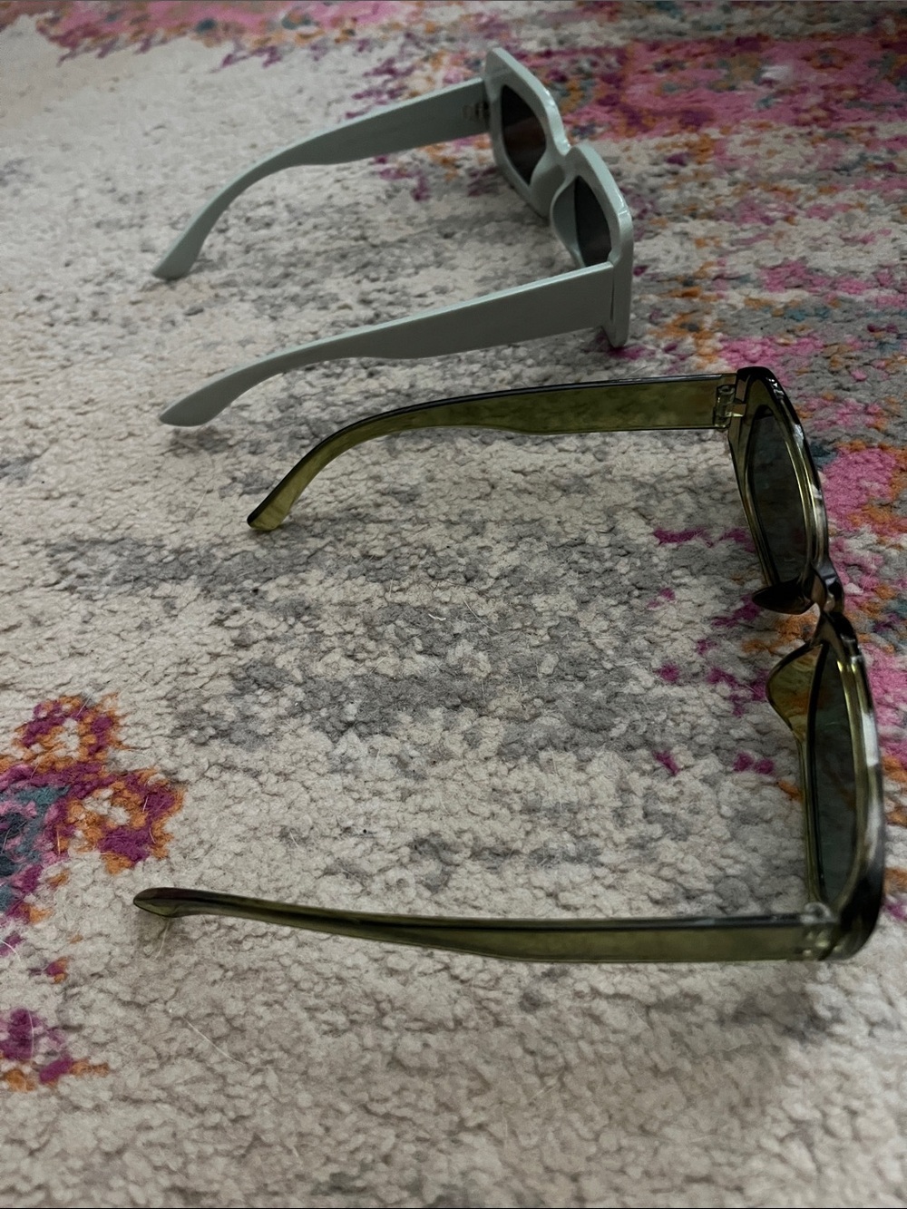 Retro Bundle Green Chunky Rectangle Sunglasses Y2K 90s Vintage Streetwear - Picture 4 of 5